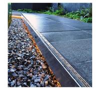 Kit d'évacuation de tranchée en acier inoxydable - Drain de douche rectangulaire avec plaque de recouvrement, système de drainage de gouttière extérieure, fente en U pour jardin, cuisine, balcon et