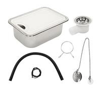 Kit d'évier de cuisine en acier inoxydable RV 304 bassin de lavage à main de qualité avec panneau de coupe en acrylique Bowl Bar Bar pour RV Boat Home 380 x 275 x 140 mm