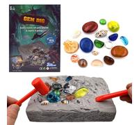 Kit D'excavation en Gemmes Scientifique de Géologie, Jouet Cadeau de Minéraux, Kit de Fouille de Pierres Précieuses, Kit Scientifique pour Enfants, Kit de Fouille pour Enfant à Partir de 6 Ans