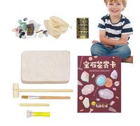 Kit d'excavation fossile - ensemble d'excavation, kit de creuser des gemmes, jouet géologique | Kit d'archéologie interactive avec de vrais outils d'excavation, creuser et découvrir des pierres