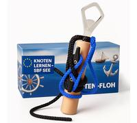 Kit d'exercices pour nœuds marins - Avec taquet et cordage - Pour permis de conduire de bateau SBF See & SBF - Avec tableau à nœuds et instructions (W/bleu)