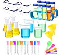 Kit d'expériences scientifiques, équipement d'expériences chimiques, ensemble complet de tasses graduées, tubes à essai, flacons Erlenmeyer, lunettes de protection, expériences scientifiques, ensemble