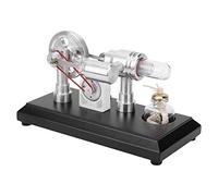 Kit d'expérimentation scientifique du moteur à combustion externe - Outil d'enseignement physique - Base en bois noir avec LED - Jouets éducatifs physiques et scientifiques