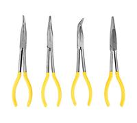 Kit d'experts en carbone en acier | 11 - pouces 25 ° 45 ° 90 ° Fendoi et pointe droite | Longue pince à nez pour l'électronique/l'automobile/DIY | 4 - Pièces avec une capacité