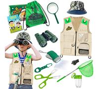 Kit d'exploration en plein air - Kit de capture d'insectes avec gilet, jumelles, filet à papillons, aventure, jouet, cadeau d'anniversaire pour les garçons et les filles âgés de 3 à 12 ans