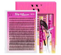 Kit d'extension de cils 30D à faire soi-même - Kit de 280 extensions de cils naturels avec liaison de cils, joint, extracteur et pince à épiler - D-Mix9 à 16 mm