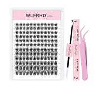 Kit d'extension de cils DIY 144 pièces avec clusters individuels, colle et scellage de cils, extracteur de cils, applicateur pour extensions de cils (221, D-Mix8-16 | Set01)