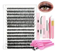 Kit d'extension de cils DIY 280 pièces 9-16 mm de longueur 30D + 40D Curl Kit individuel pour débutants Lash Bond and Seal Colle à cils Remover Pince à épiler Outil d'application de cils