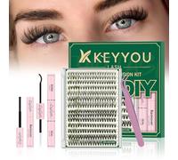 Kit d'extension de cils DIY KEYYOU LASH 280 pièces - Kit d'extensions de cils individuels 30D40D D Curl 9-16MIX - Avec applicateur de colle - Facile pour les débutants (Kit-30D40D, 9-16MIX)