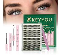 Kit d'extension de cils DIY KEYYOU LASH 280 pièces - Kit d'extensions de cils individuels 40D50D D Curl 9-16MIX - Avec applicateur de colle - Facile pour les débutants (Kit-40D50D, 9-16MIX)
