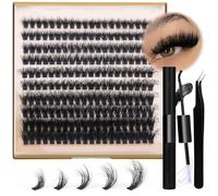 Kit d'extension de cils épais 10 à 18 mm, grappes de cils individuels 200D, avec collation de cils, extracteur de cils, applicateur de cils, extensions de cils à faire soi-même pour débutants