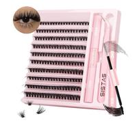 Kit d'extension de cils individuels à faire soi-même, 200 pièces - Courbure D et volume - Avec liaison, joint d'étanchéité et pince à cils, application à domicile (50D