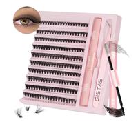 Kit d'extension de cils individuels à faire soi-même, 200 pièces, courbure D, volume et pince à épiler, application à domicile (60D
