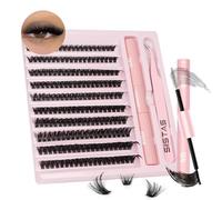 Kit d'extension de cils individuels à faire soi-même, 200 pièces, courbure D, volume et pince à épiler, application à domicile (60D