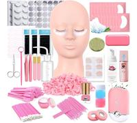 Kit d'extension de cils QUKLOGEN pour débutants - Ensemble professionnel avec tête de mannequin, paupières amovibles, ventilateur USB, vaporisateur, faux cils individuels, bandes de cils, shampooing
