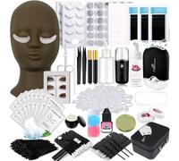 Kit d'extension de cils QUKLOGEN pour débutants Professionnel avec tête de mannequin, paupières amovibles, ventilateur USB, vaporisateur, faux cils individuels, bandes de cils, shampooing, brosse