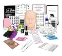 Kit d'extension de cils tout-en-un avec mannequins de vitrine, séchoir à cils USB, kit d'extensions de cils pour débutants