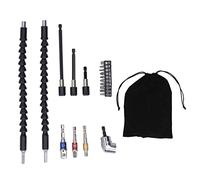 Kit d'extension de foret flexible professionnel avec adaptateur à angle droit de 105 degrés, jeu de douilles universelles, porte-embout magnétique et sac de rangement en acier