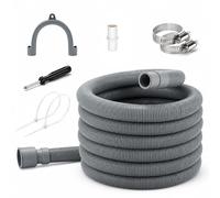 Kit d'extension de tuyau de vidange flexible pour machine à laver avec 1 adaptateur d'extension, 2 colliers de serrage, 1 support de tuyau de siphon, 1 tournevis et 2 attaches de fermeture éclair, 3 m
