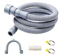 Kit d'extension de tuyau de vidange flexible pour machine à laver avec 1 x adaptateur d'extension, 2 x colliers de serrage, 1 x support de tuyau en U (3,05 m)