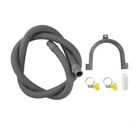 Kit d'extension de tuyau d'évacuation efficace pour machine à laver et lave-vaisselle - Convient pour tuyau de 1,5 m et 2 m - En polypropylène - Gris - Comprend des colliers de serrage (1,5 m)