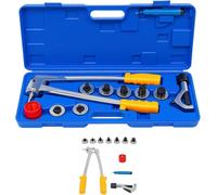 Kit d'extension de tuyau manuel avec 7 têtes d'extension | 10-28 mm avec coupe-tubes, outil de chanfreinage, mallette de transport, pour tubes en cuivre, aluminium et acier flexible
