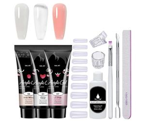 Kit d'extension d'ongles en gel poly - Ensemble constructeur | Lampe LED UV incluse | Formule à séchage rapide durable | Outils de salon professionnels | Couleurs nues de couleur rose cri