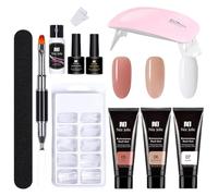 Kit d'extension d'ongles Poly Manicure Starter Set Allongement Poly Gel pour ongles avec lampe à 11 pièces Ensemble de gel pour Kit de vernis à Ensemble 'outils nail