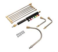Kit d'extension pour nettoyeur haute pression 4000 PSI avec 6 buses et tiges incurvées pour nettoyage de gouttière, revêtement et terrasse, construction en acier inoxydable et laiton,
