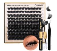Kit d'extensions de cils épais 10 à 18 mm - Cils individuels 180D avec collage, dissolvant de cils, applicateur de cils à faire soi-même pour débutants (courbure 180D-D)