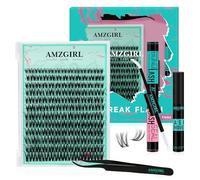 Kit d'extensions de cils volumineux de 144 pièces avec joint noir et joint, dissolvant de colle à cils et applicateur, kit de grappes de cils naturels à tige large (violet, C-Mix9 à 18 mm)