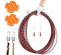 Kit d'extracteur de câble électrique avec trois brins de ruban en plastique et acier pour conduit mural, filetage et installation de câblage au plafond, rouge et noir, 10 m (30 m)