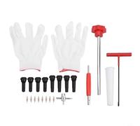 Kit d'extraction de tige de valve de pneu 22 pièces avec crochet en T, tube de positionnement conique en métal et noyaux de valve TR413 TR414 pour voitures et VTT (rouge)