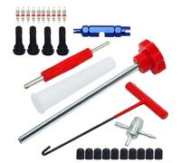Kit d'extraction de tige de valve de pneu 30 pièces comprenant des outils de noyau de valve pour un remplacement rapide sur les voitures, VTT, motos, camions légers et équipements de pelouse (rouge)