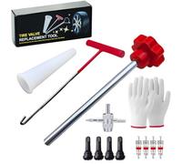 Kit d'extraction de valve de pneu - 7 outils d'installation de valve, avec extracteur de potence, outil à crochet, outil auxiliaire et gants, kit d'outils de réparation de valve de pneu pour voiture