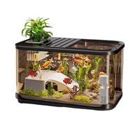 Kit d'habitat aquatique - Kit de démarrage pour aquarium avec trou de ventilation, récipient pour tortue avec escaliers, substrat d'aménagement paysager, sable, gravier, kit complet d'aquarium pour