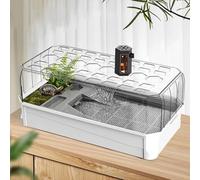 Kit D'habitat avec Plate-Forme De Repos, Boîtier Complet Démarrage for Tortue Aquatique Filtre Cascade Et Pompe À Eau for Reptile Compagnie(White with Backlight,X-Large)