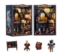 Kit d'Halloween à faire soi-même pour le coin du livre - Maison de poupée miniature pour adultes et adolescents, puzzle 3D en bois château gothique, bibliothèque, décoration d'intérieur, cadeau pour