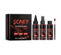 Kit d'Halloween avec spray de sang artificiel et 1 éponge épaisse et épaisse lavable - Faux sang - Pour Halloween, vampire zombie SFX - Pour les plaies, les cicatrices, le maquillage