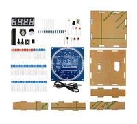 Kit d'horloge à monter soi-même, horloge numérique à LED rotative à 4 positions, DS1302, kit d'apprentissage électronique avec affichage de la température pour étudiants (vert)