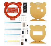 Kit d'horloge électronique à monter soi-même, alarme numérique LED avec affichage de la date, de l'heure, de la température, des rapports vocaux et contrôle sonore réglable (vert + coquille)