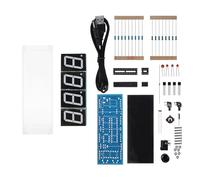 Kit d'horloge électronique DIY, ABS, réveil numérique LED à 4 chiffres, affichage automatique de l'heure et de la température, kit de pratique de soudure avec coque pour (Bleue)