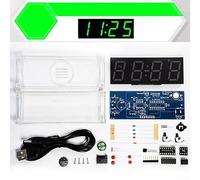 Kit d'horloge électronique DIY avec 4 tubes LED affichage numérique de la température et alarme hebdomadaire 51 MCU DS1302 Kit éducatif (vert)