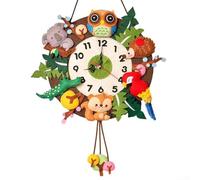 Kit d'horloge fabriqué à la main avec éléments décoratifs en feutre pour la construction de décorations murales uniques dans les maisons ou les salles d'enseignement (forêts)