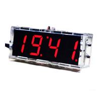 Kit d'horloge LED pour bricoleurs électroniques avec affichage à 4 chiffres, heure, température, date, sortie et mode luminosité réglable (rouge)