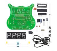 Kit d'horloge numérique à quatre chiffres avec circuit imprimé et microcontrôleur haute vitesse STC11F04E pour la formation de projets électroniques, vert 79 x 70 mm (kit + câble d'alimentation CC)
