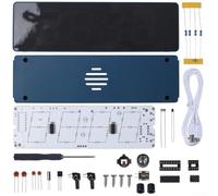 Kit d'horloge numérique à souder pour apprentissage pratique avec heure, date, température et quatre sons d'alarme sélectionnables (bleu)