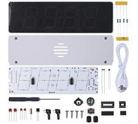 Kit d'horloge numérique colorée pour le bricolage, parfait pour apprendre les compétences de soudure et comprendre l'électronique avec fonctions d'alarme multifonction (blanc)