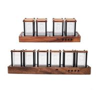 Kit d'horloge numérique RVB Glow Tube - Horloge LED de style rétro assemblée à 4 ou 6 tubes avec base en bois de noyer, luminosité réglable et couleurs de 16 m, pour fabricants (6 tubes)