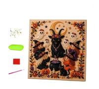 Kit Diamant Art Décoration Halloween Pré-Imprimé Aucune Compétence Requise | Peinture Strass Fantôme Halloween Pour Réunions Familiales Détente Post-Travail W nd Adultes Passionnés